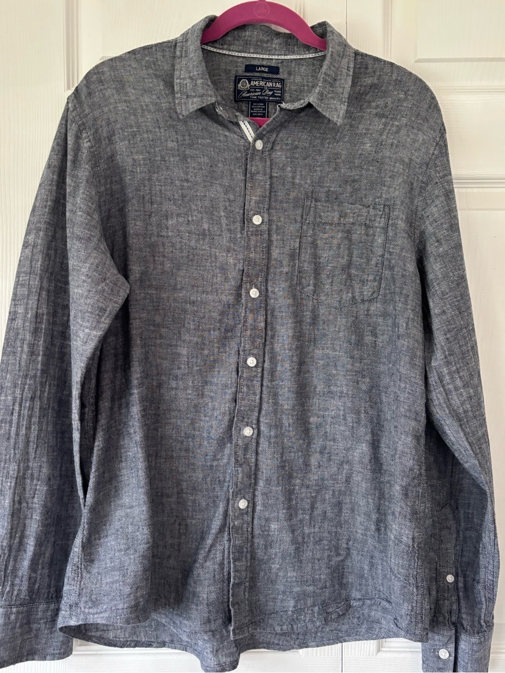 American Rag Men's Gray Long-Sleeve Button-Down Shirt